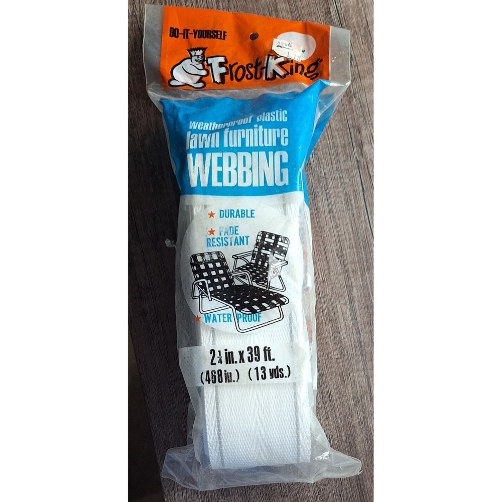 Frost King Lawn Chair Furniture‎ Webbing 39 Ft By 2 1/4 Inches Vtg White Gray